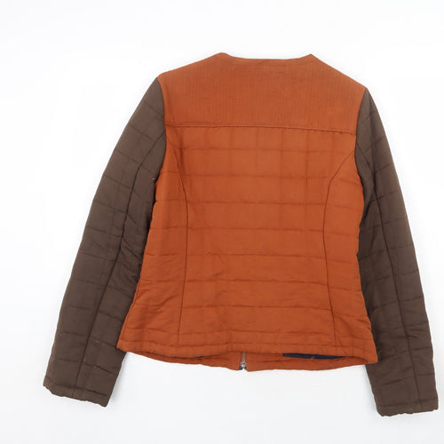 Marks and Spencer Womens Orange Quilted Jacket Size 10 Zip