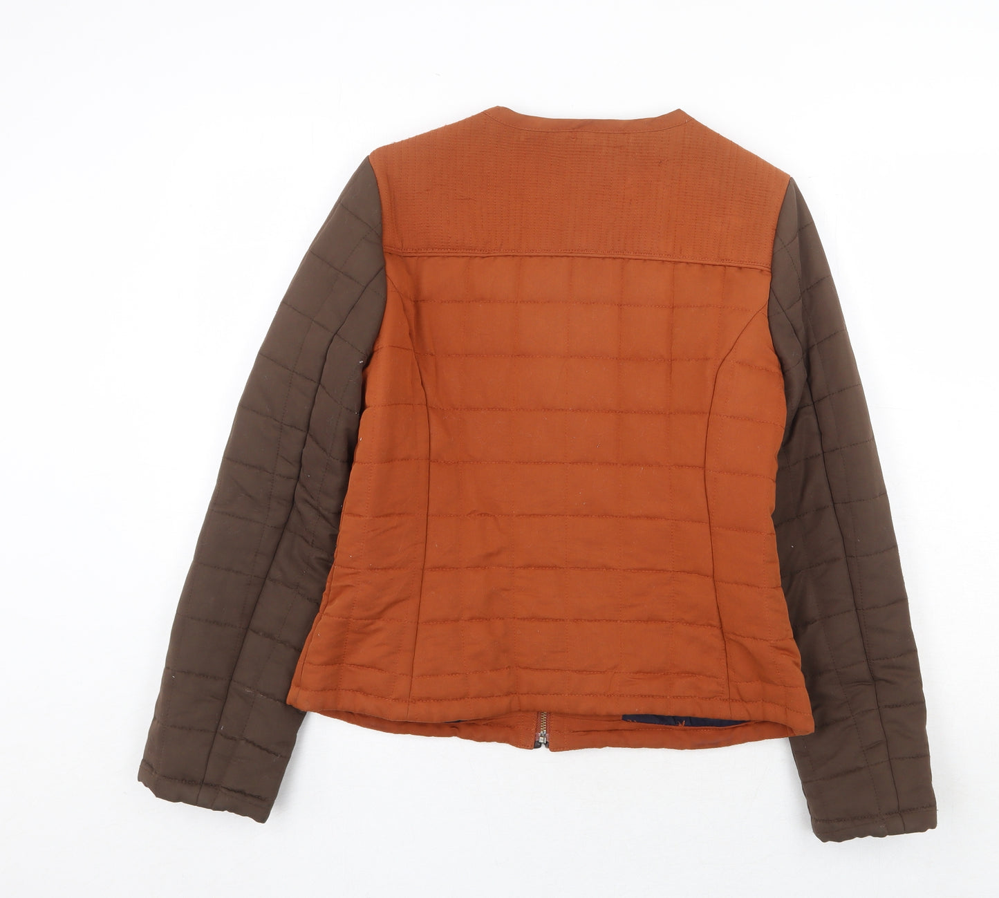 Marks and Spencer Womens Orange Quilted Jacket Size 10 Zip
