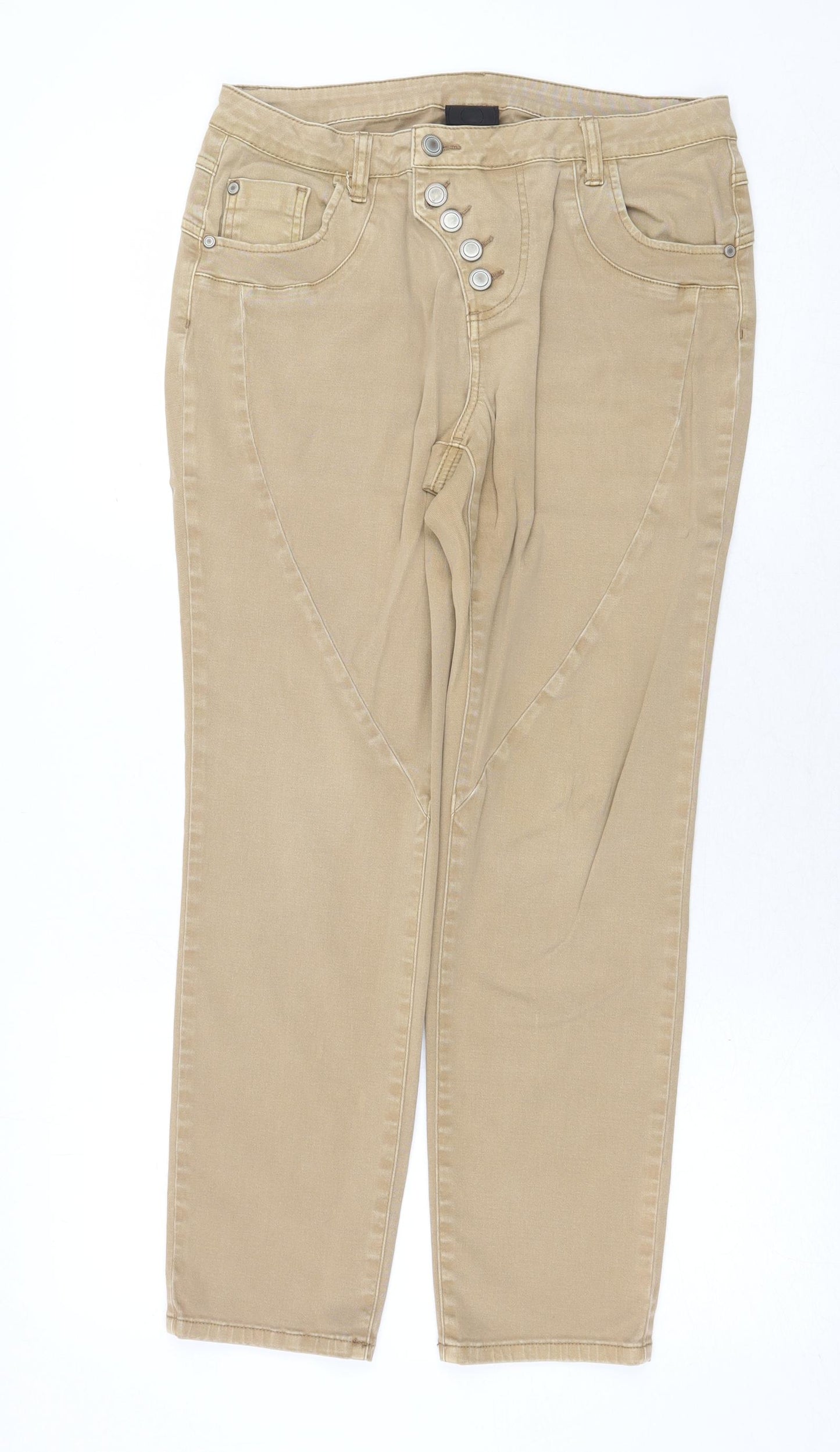 B.C. Best Connections Womens Beige Cotton Straight Jeans Size 32 in Regular Zip