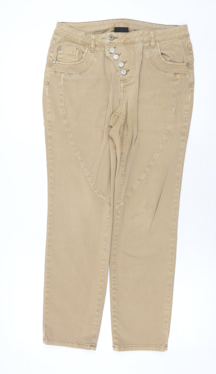 B.C. Best Connections Womens Beige Cotton Straight Jeans Size 32 in Regular Zip