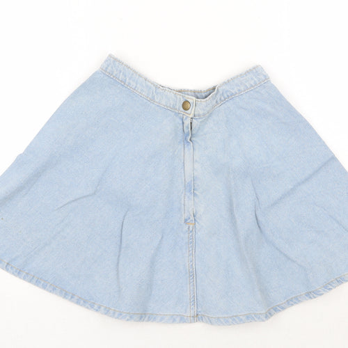 Made in USA Womens Blue Cotton Skater Skirt Size XS Button