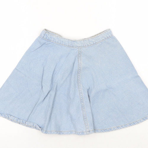 Made in USA Womens Blue Cotton Skater Skirt Size XS Button