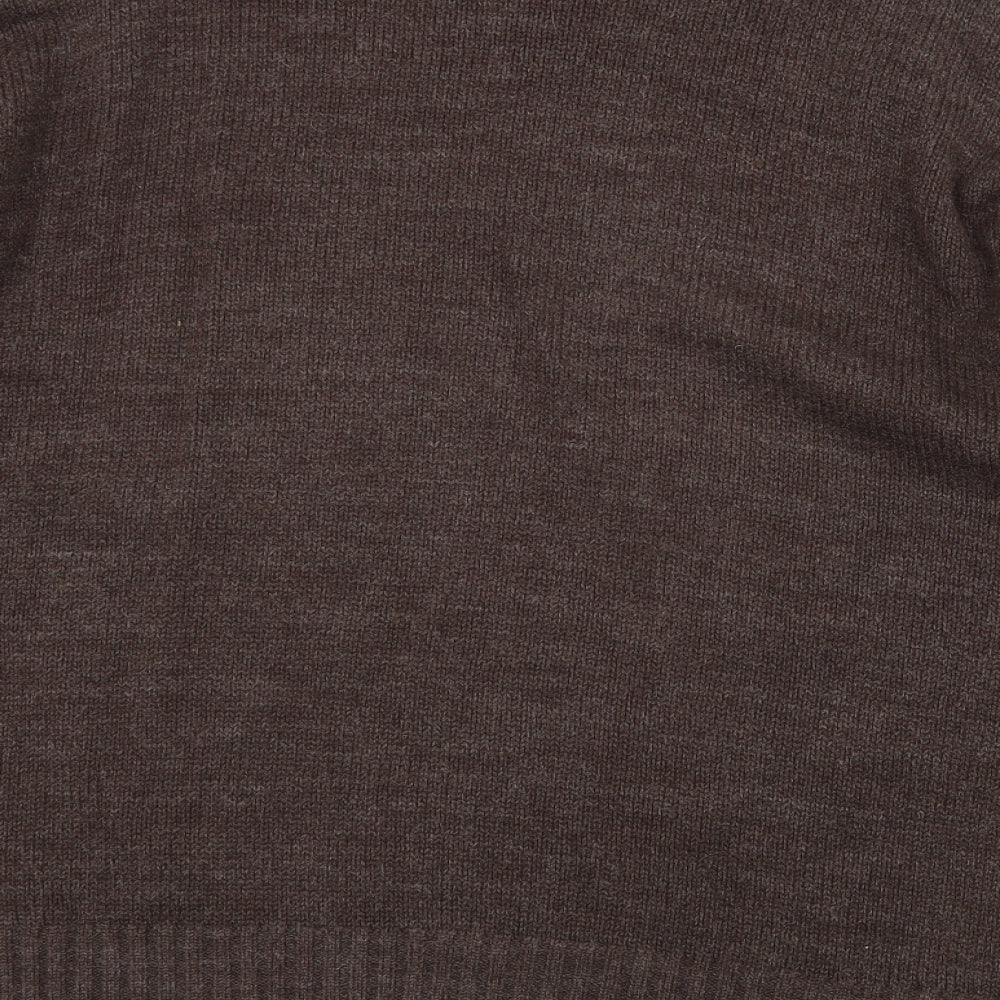 Nexus Mens Brown V-Neck Acrylic Pullover Jumper Size 2XL Long Sleeve