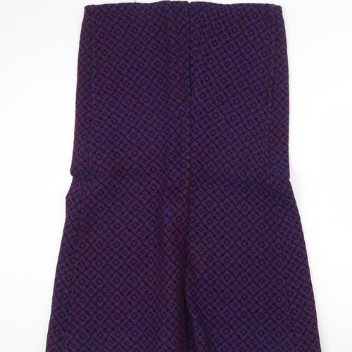 Preworn Womens Purple Geometric Wool A-Line Skirt Size 38 in Zip