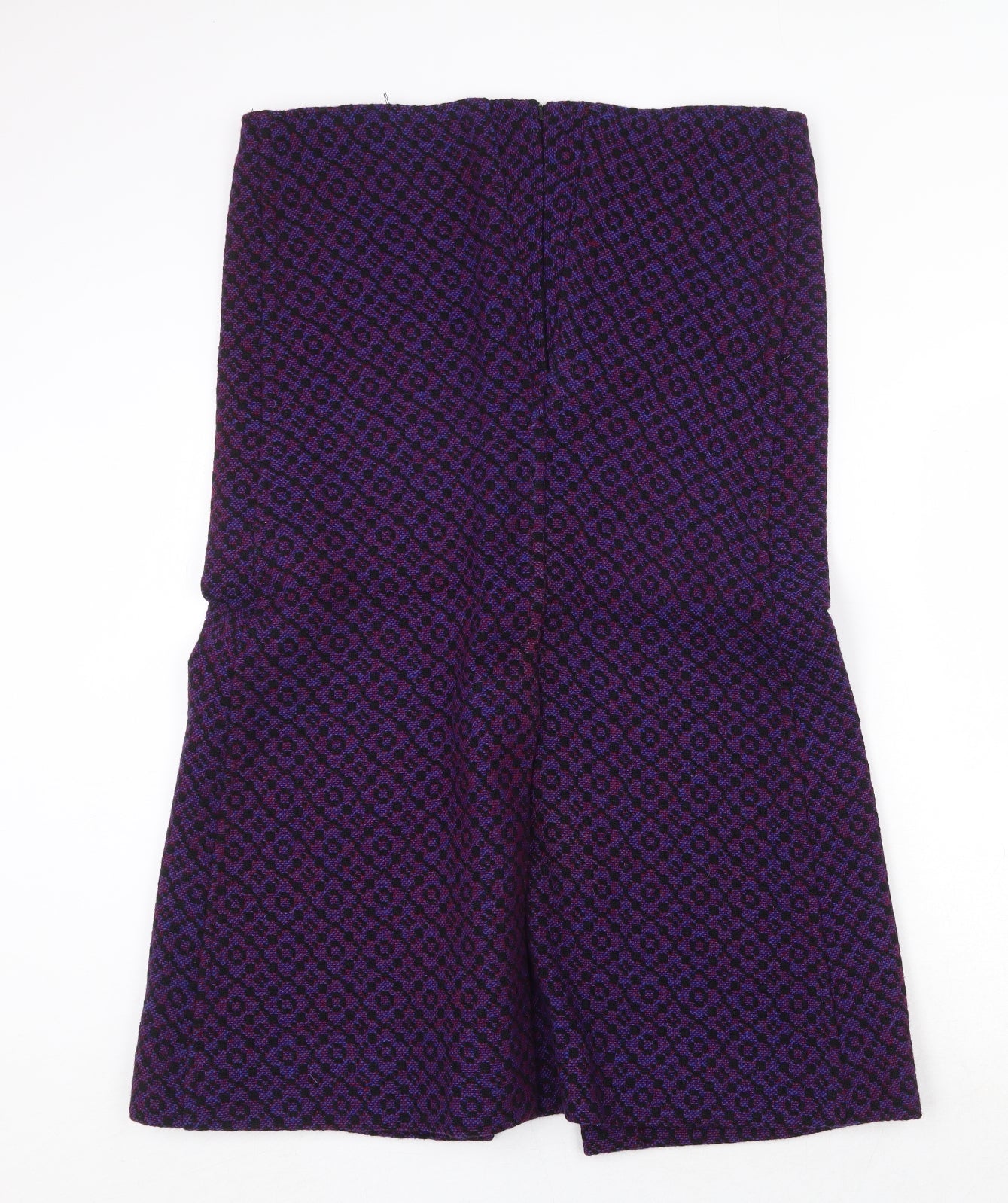 Preworn Womens Purple Geometric Wool A-Line Skirt Size 38 in Zip