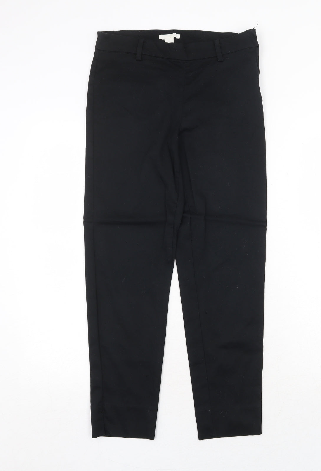 H&M Womens Black Cotton Trousers Size 8 Regular Zip
