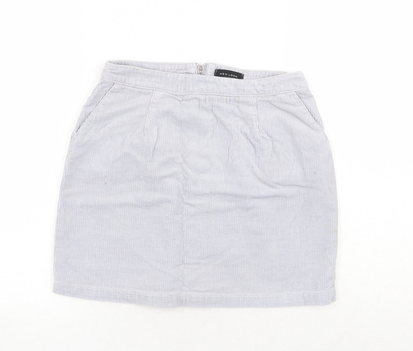 New Look Womens Blue Cotton A-Line Skirt Size 8 Zip