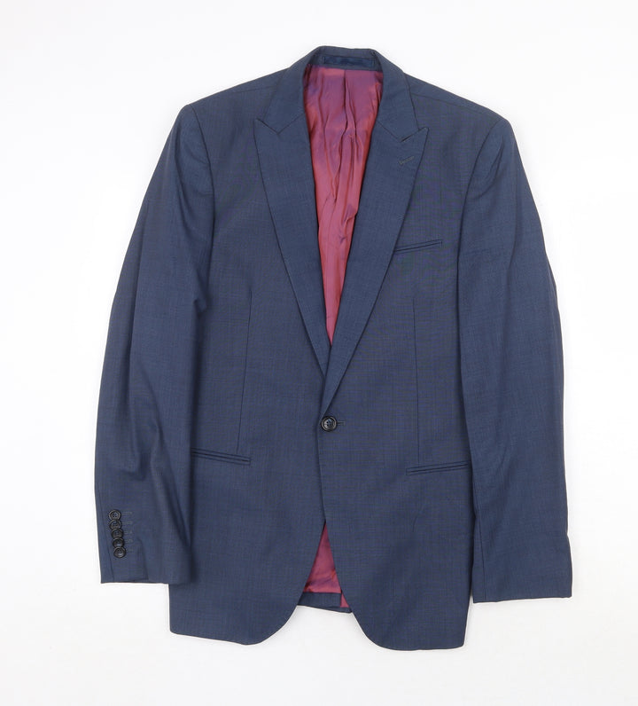 Cedar Wood State Mens Blue Wool Jacket Suit Jacket Size 38 Regular - 5 button sleeve