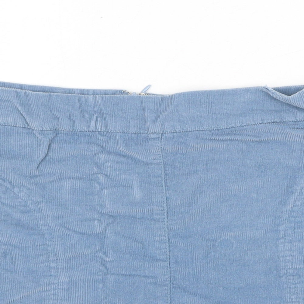 Cooperative Womens Blue Cotton A-Line Skirt Size S Zip