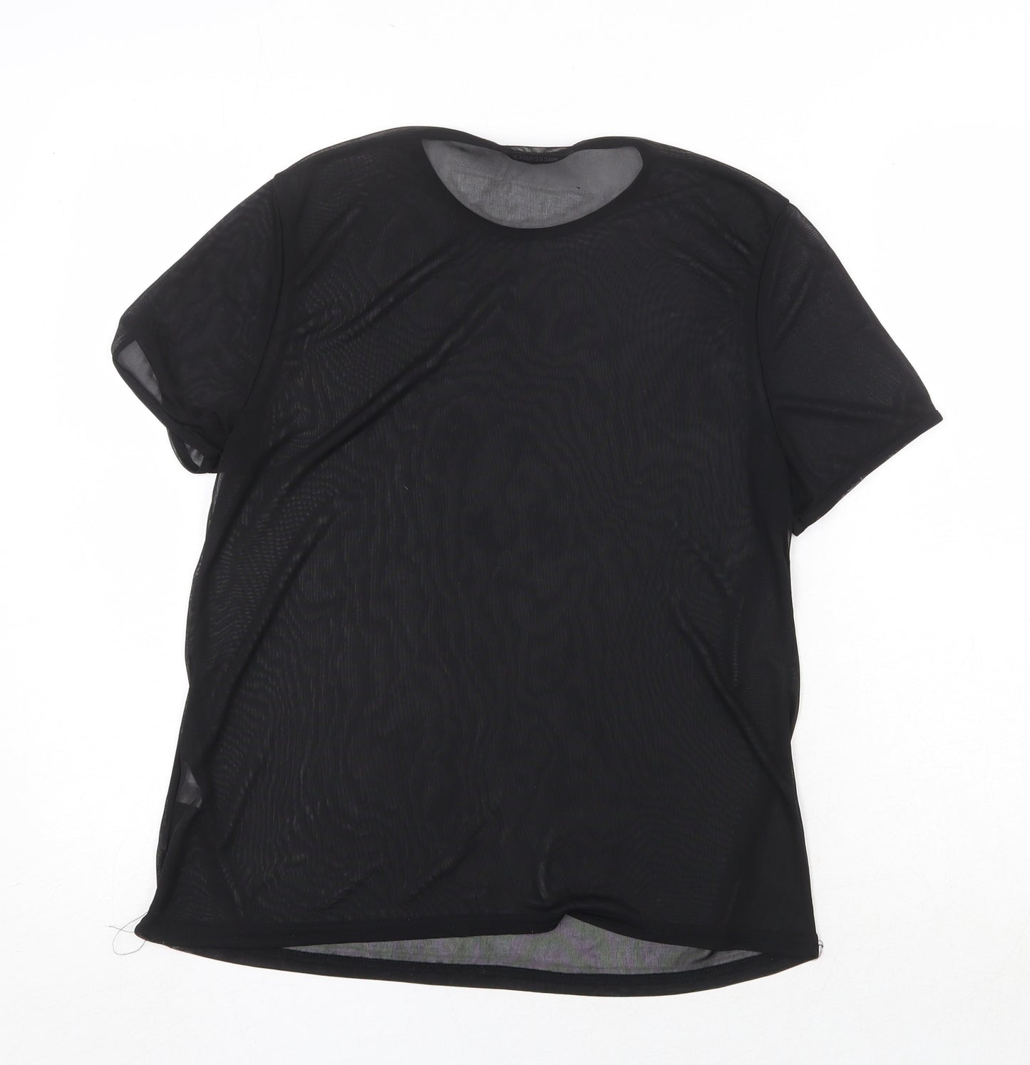 Missguided Womens Black Polyester Basic T-Shirt Size 8 Round Neck