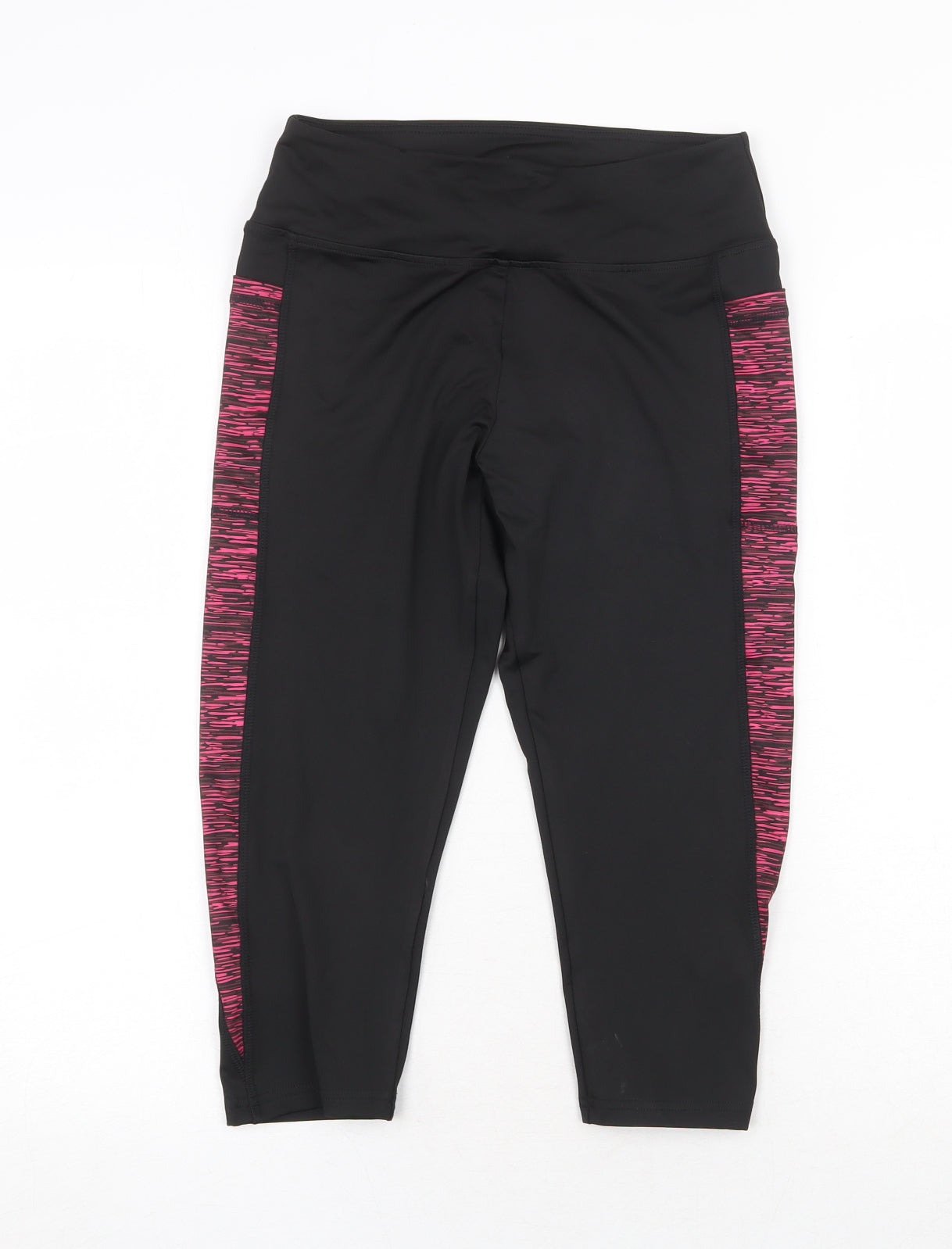 East Hong Womens Black Colourblock Polyester Compression Leggings Size M Regular Pullover