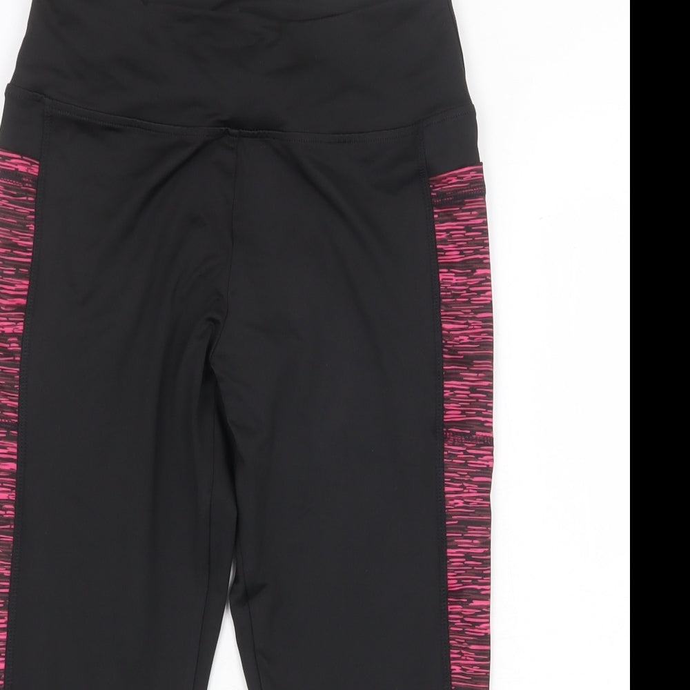 East Hong Womens Black Colourblock Polyester Compression Leggings Size M Regular Pullover