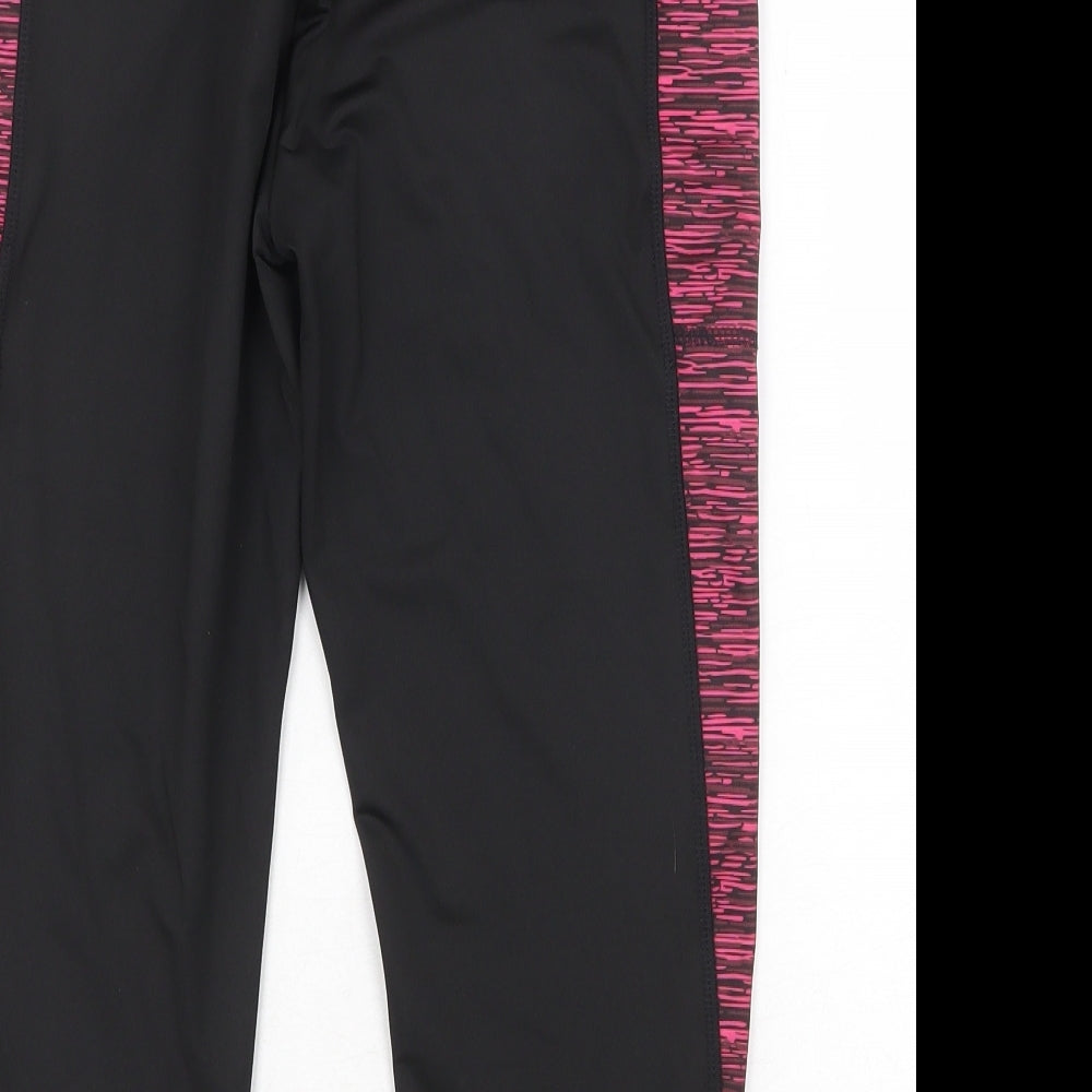 East Hong Womens Black Colourblock Polyester Compression Leggings Size M Regular Pullover