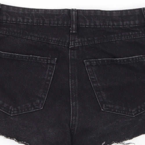 Papaya Womens Black Cotton Cut-Off Shorts Size 10 Regular Zip