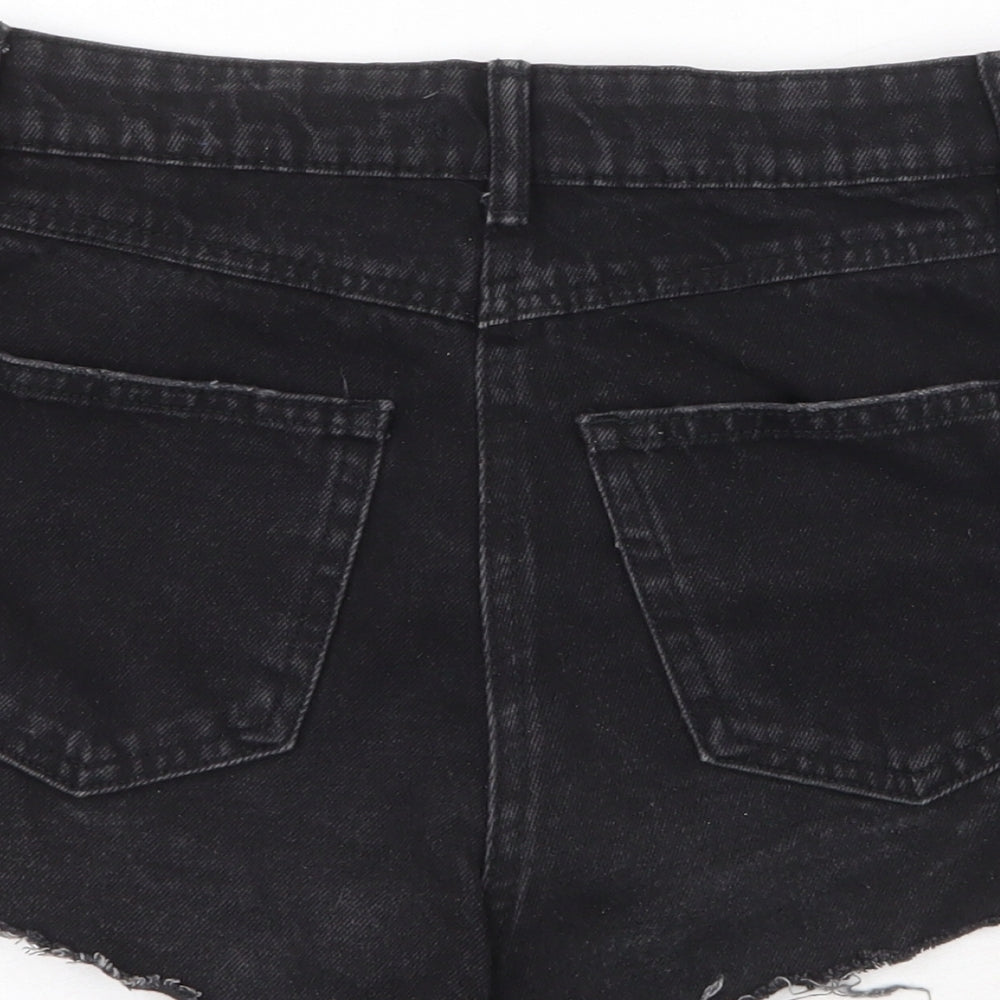 Papaya Womens Black Cotton Cut-Off Shorts Size 10 Regular Zip