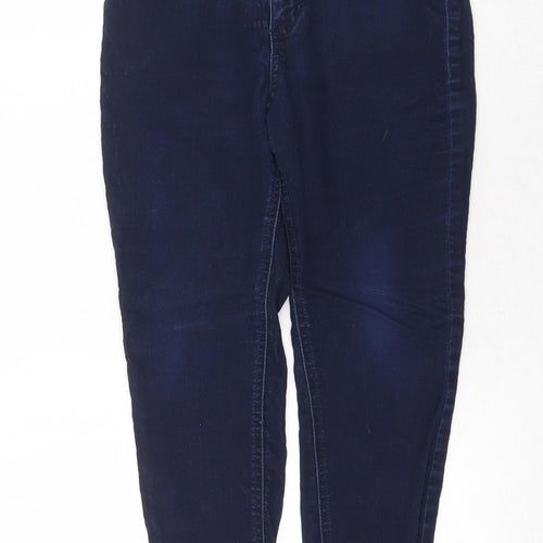 Marks and Spencer Womens Blue Cotton Skinny Jeans Size 12 Regular Zip