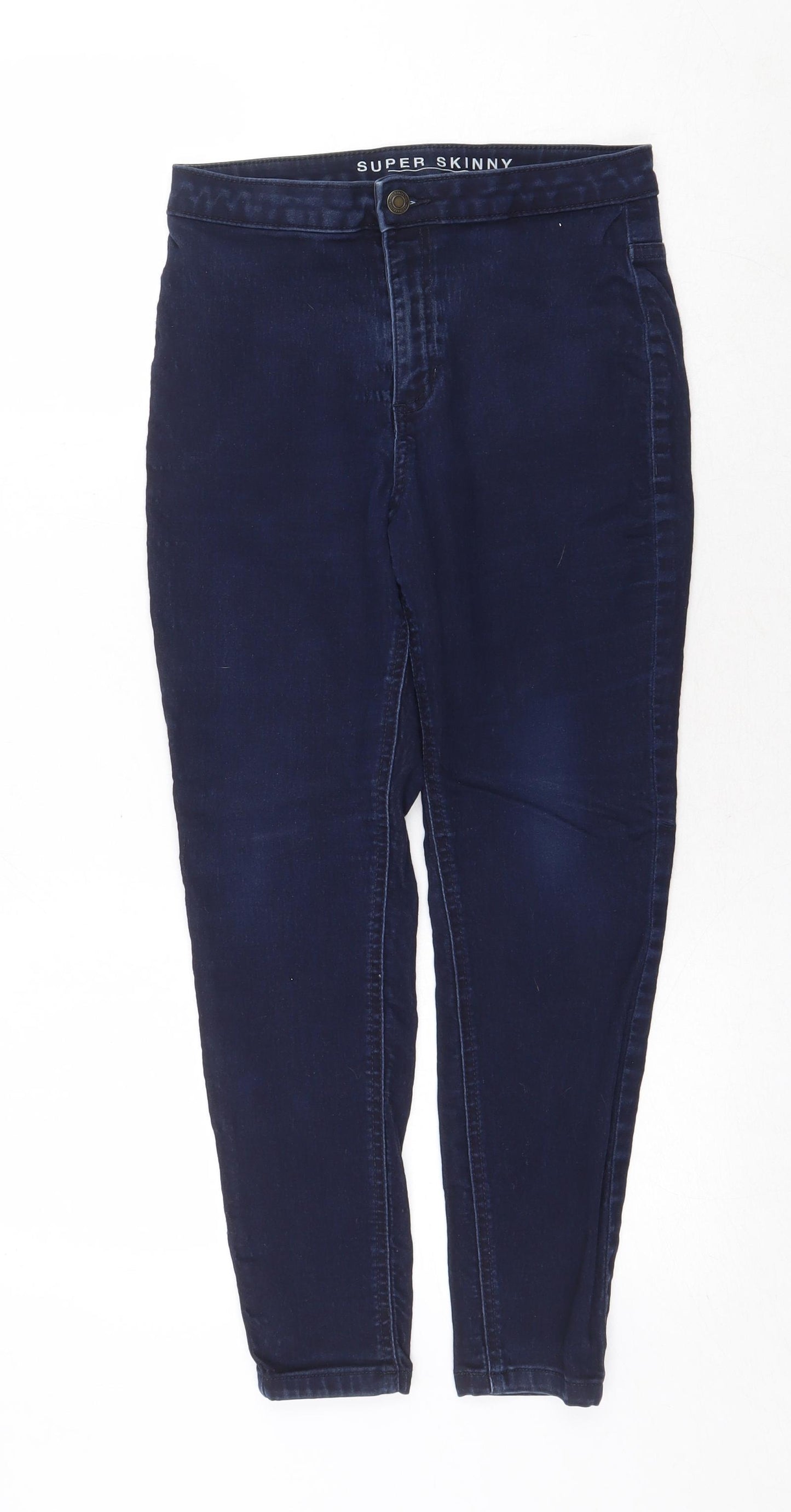 Marks and Spencer Womens Blue Cotton Skinny Jeans Size 12 Regular Zip