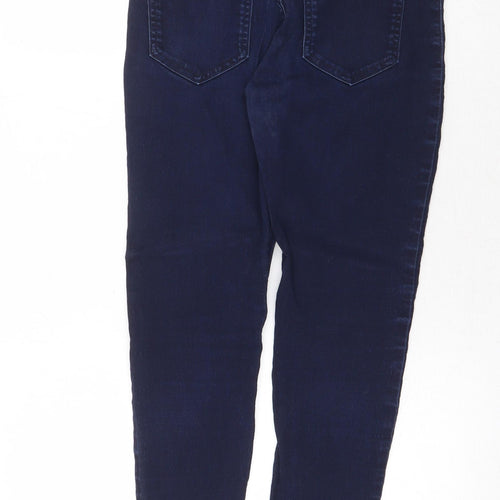 Marks and Spencer Womens Blue Cotton Skinny Jeans Size 12 Regular Zip
