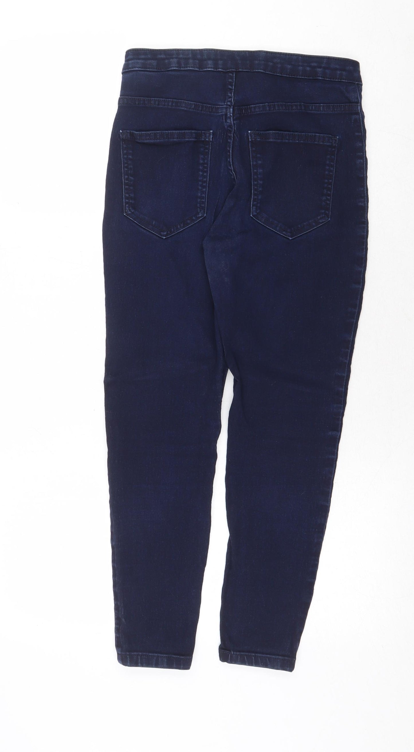 Marks and Spencer Womens Blue Cotton Skinny Jeans Size 12 Regular Zip