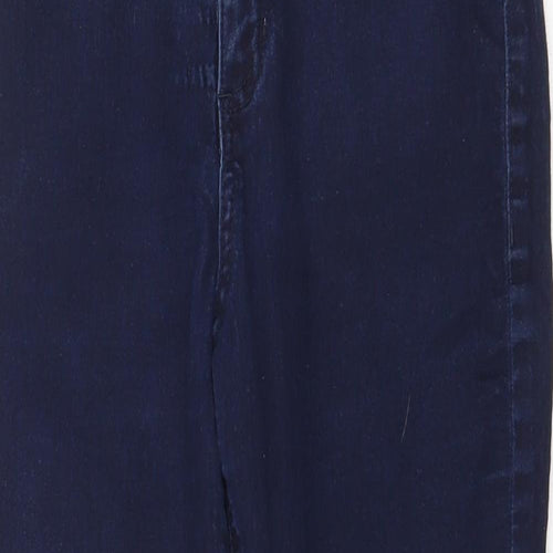 Marks and Spencer Womens Blue Cotton Skinny Jeans Size 12 Regular Zip