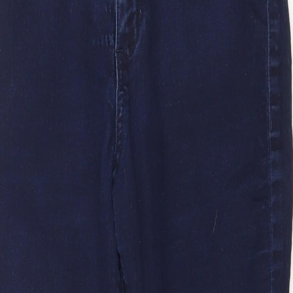 Marks and Spencer Womens Blue Cotton Skinny Jeans Size 12 Regular Zip