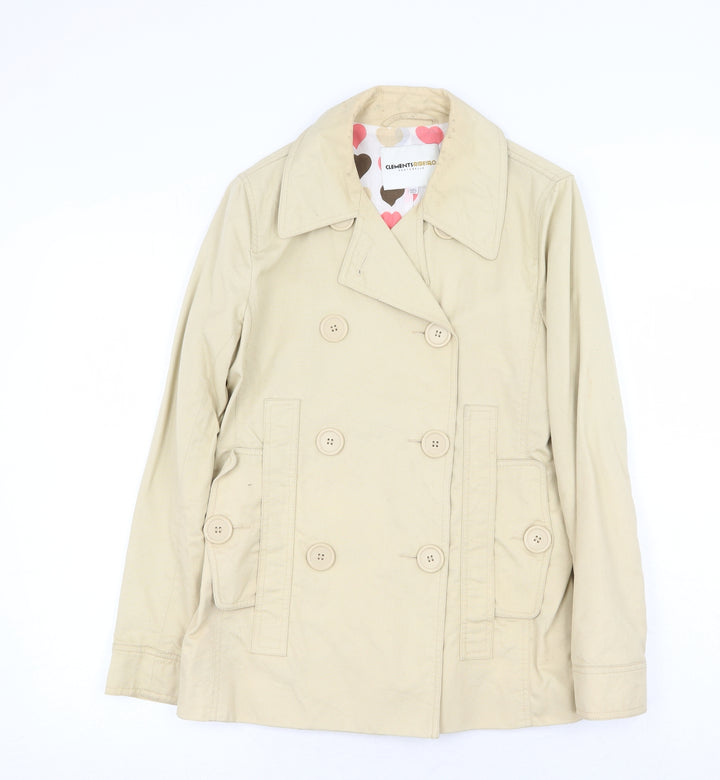 Clements Ribeiro Womens Beige Pea Coat Coat Size 10 Button