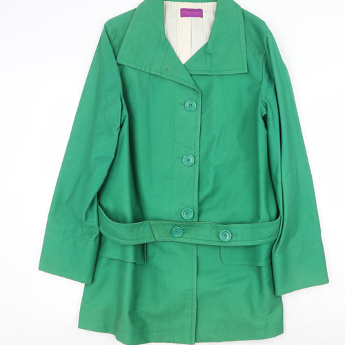 Therapy Womens Green Overcoat Coat Size 14 Button