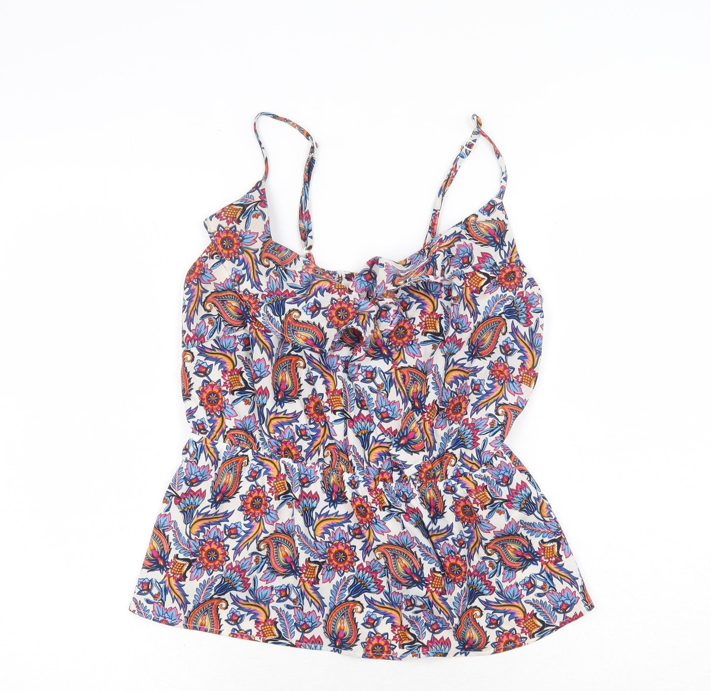 PEP&CO Womens Multicoloured Geometric Polyester Camisole Tank Size 12 Round Neck
