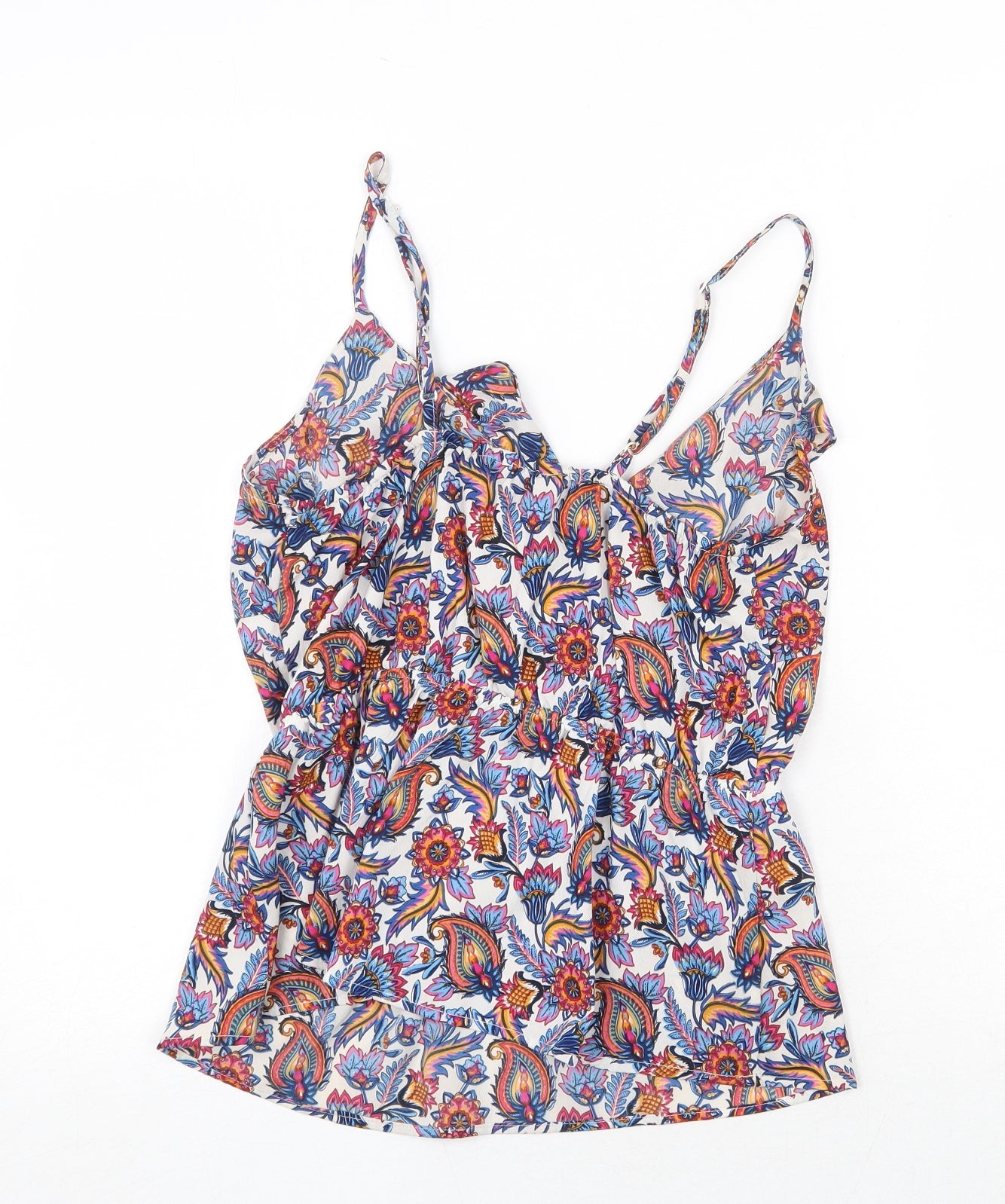 PEP&CO Womens Multicoloured Geometric Polyester Camisole Tank Size 12 Round Neck