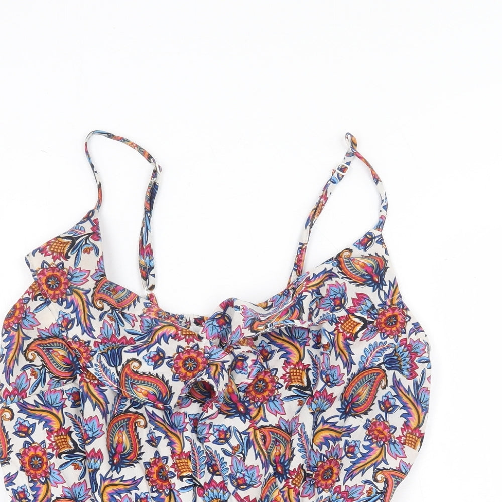 PEP&CO Womens Multicoloured Geometric Polyester Camisole Tank Size 12 Round Neck