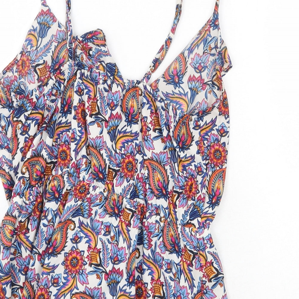 PEP&CO Womens Multicoloured Geometric Polyester Camisole Tank Size 12 Round Neck
