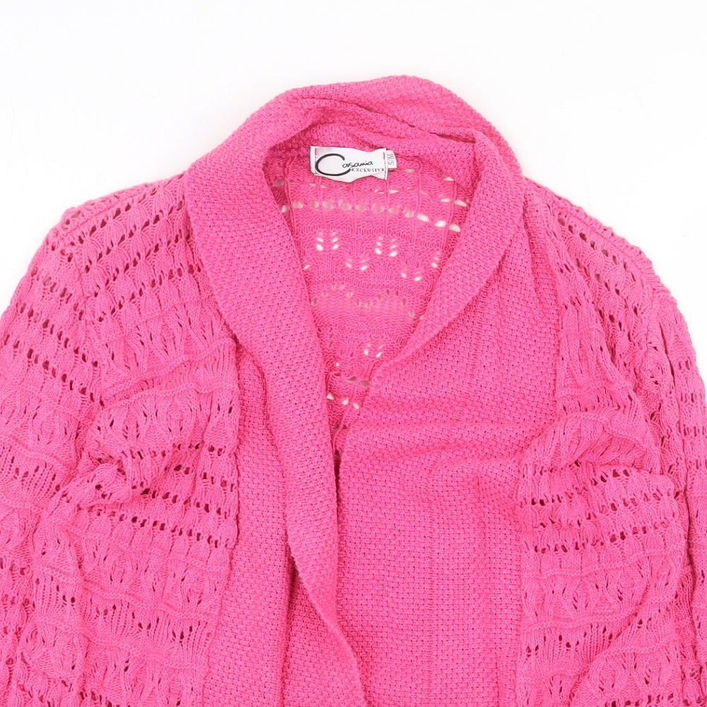 Casamia Womens Pink V-Neck Cotton Cardigan Jumper Size S
