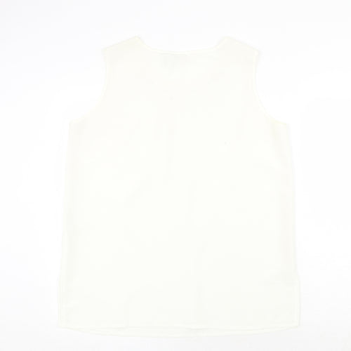 Oscar B Womens Ivory Polyester Basic Tank Size 16 Round Neck