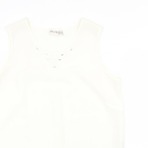 Oscar B Womens Ivory Polyester Basic Tank Size 16 Round Neck