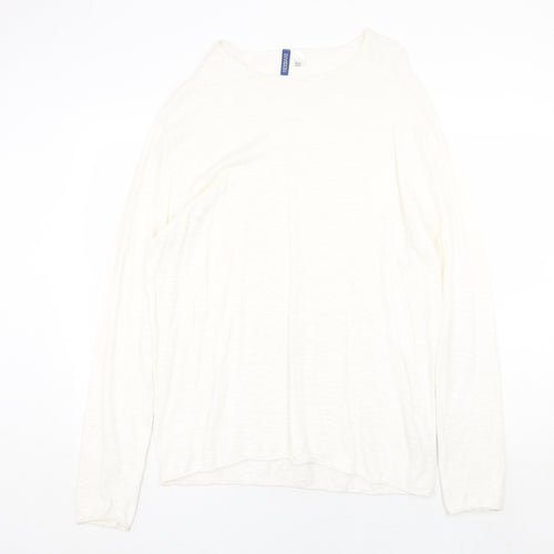 H&M Womens Beige Round Neck 100% Cotton Pullover Jumper Size L