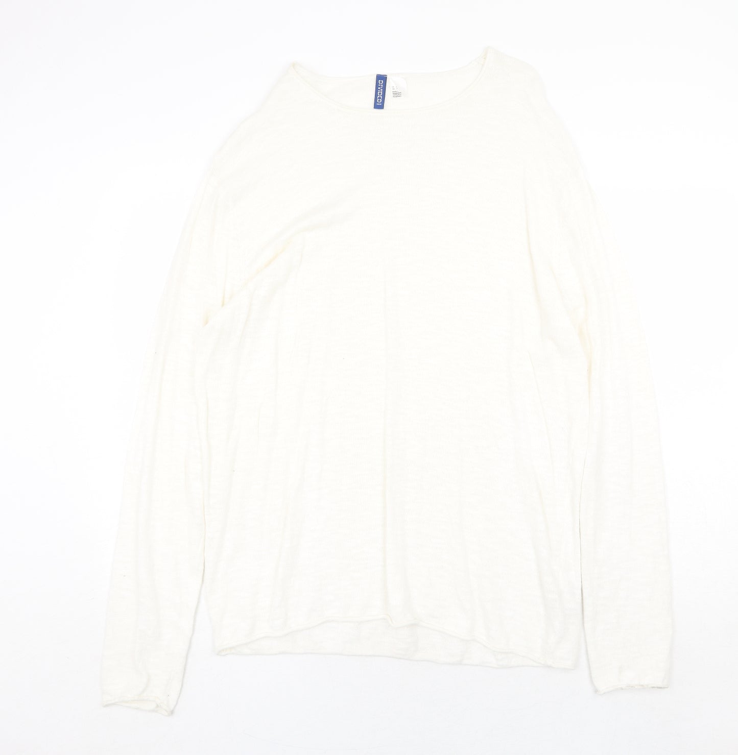 H&M Womens Beige Round Neck 100% Cotton Pullover Jumper Size L
