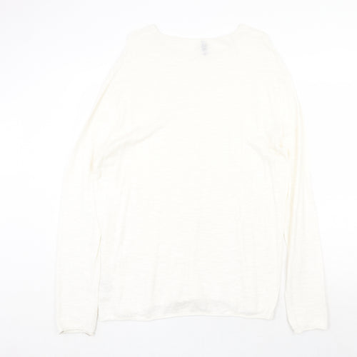 H&M Womens Beige Round Neck 100% Cotton Pullover Jumper Size L