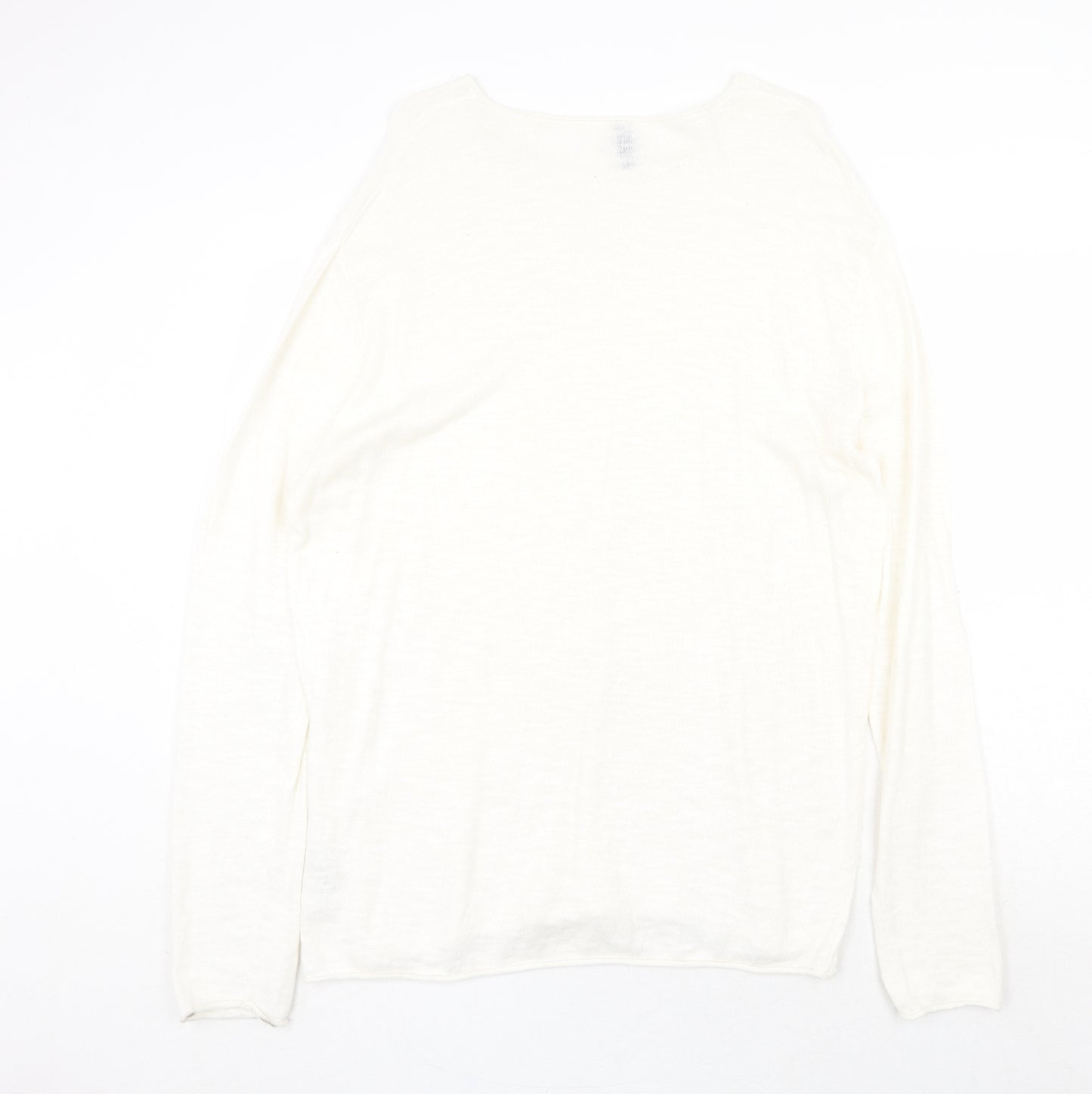 H&M Womens Beige Round Neck 100% Cotton Pullover Jumper Size L