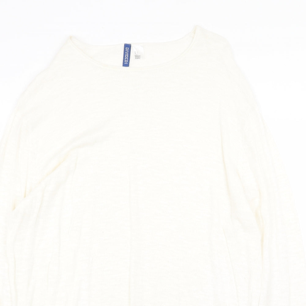 H&M Womens Beige Round Neck 100% Cotton Pullover Jumper Size L