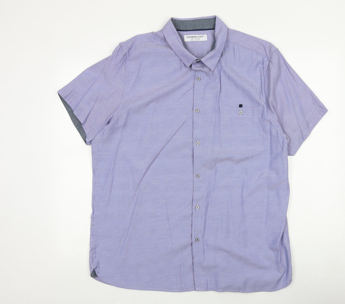Cedar Wood State Mens Blue Cotton Polo Size 2XL Collared Button