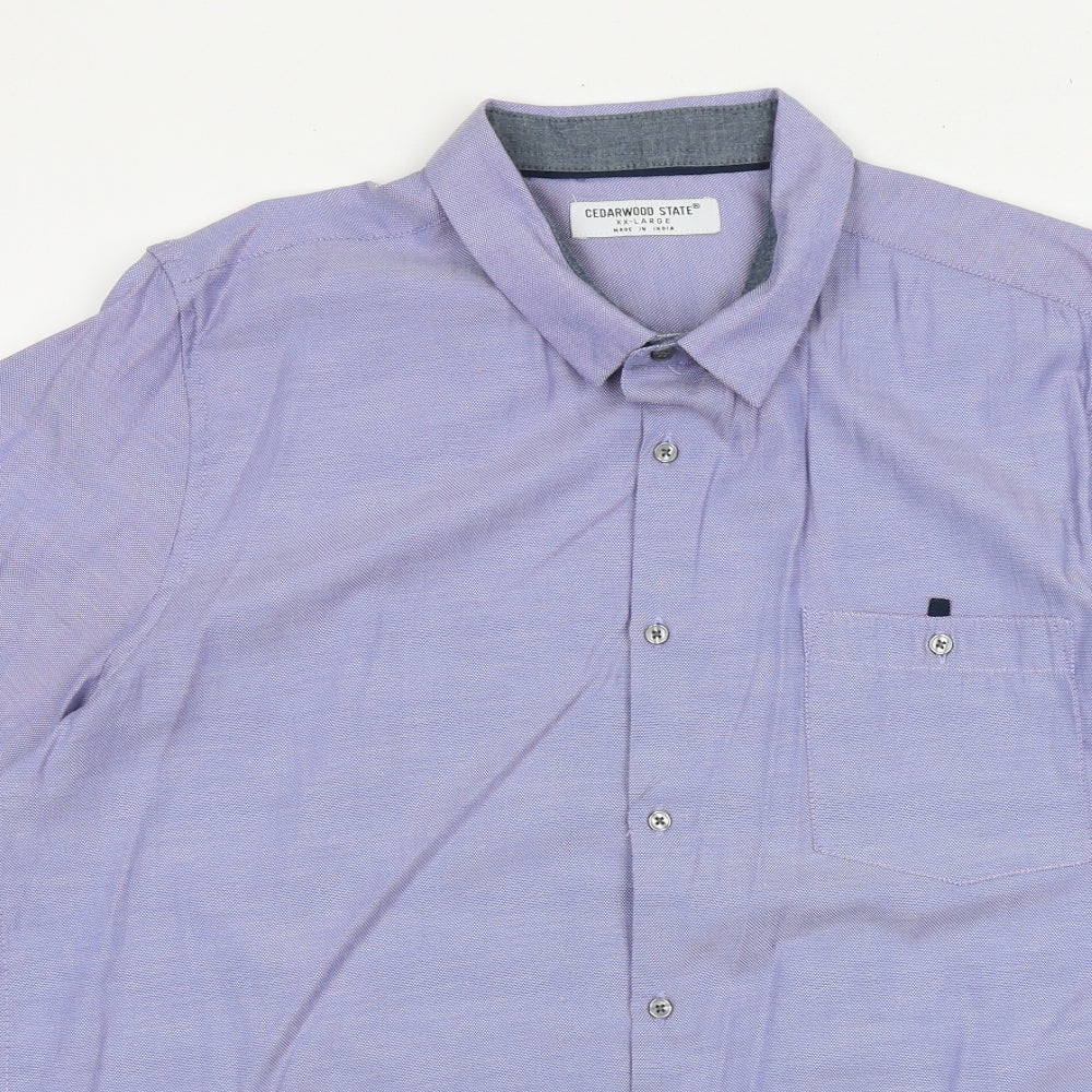 Cedar Wood State Mens Blue Cotton Polo Size 2XL Collared Button
