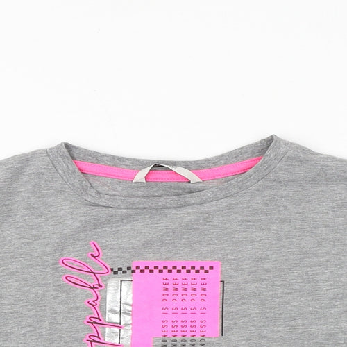 George Girls Grey Cotton Basic T-Shirt Size 6-7 Years Round Neck Pullover