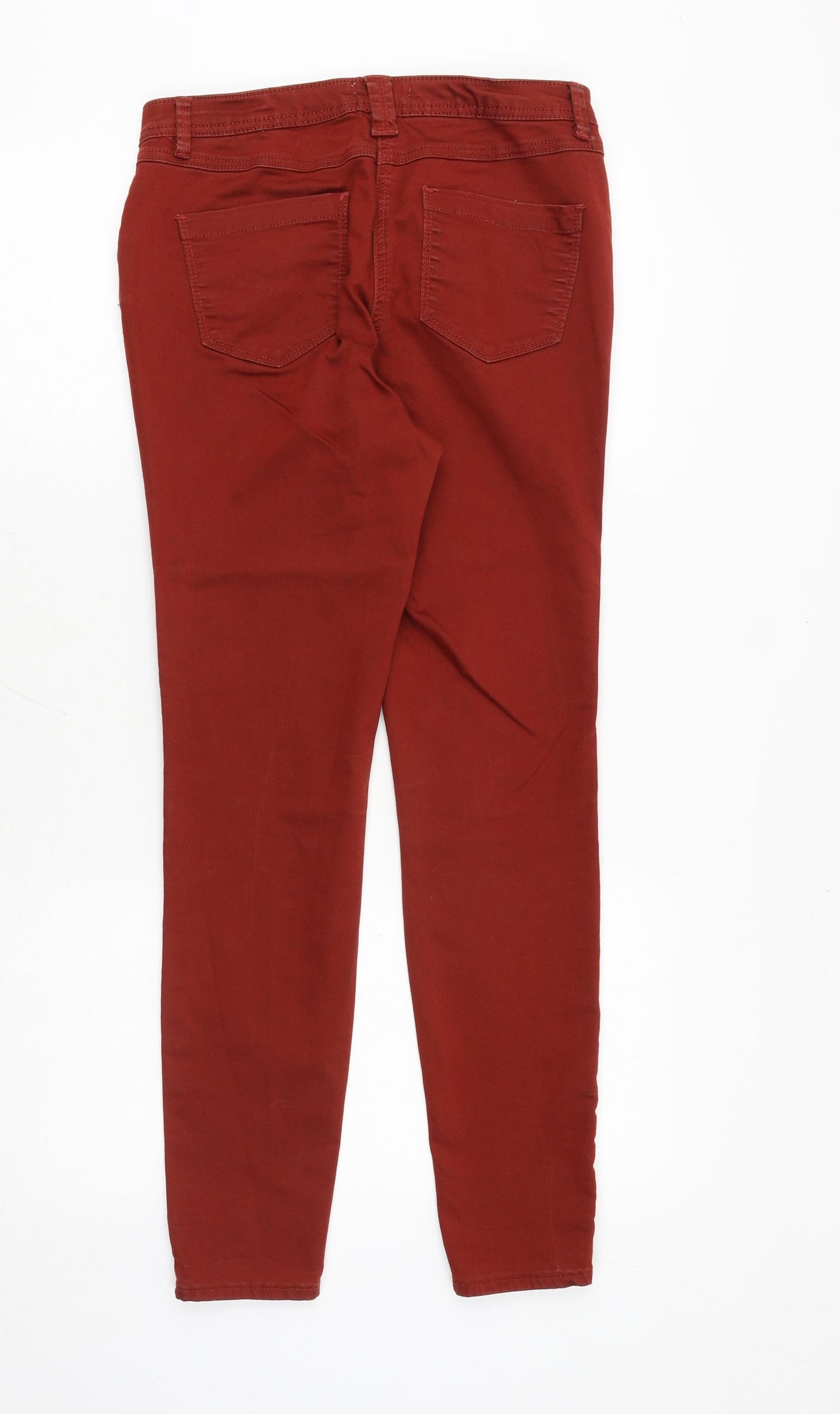 Papaya Womens Orange Cotton Skinny Jeans Size 10 Slim Zip