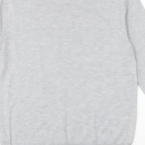 Primark Womens Grey Round Neck Viscose Pullover Jumper Size 12 - Lace Overlay