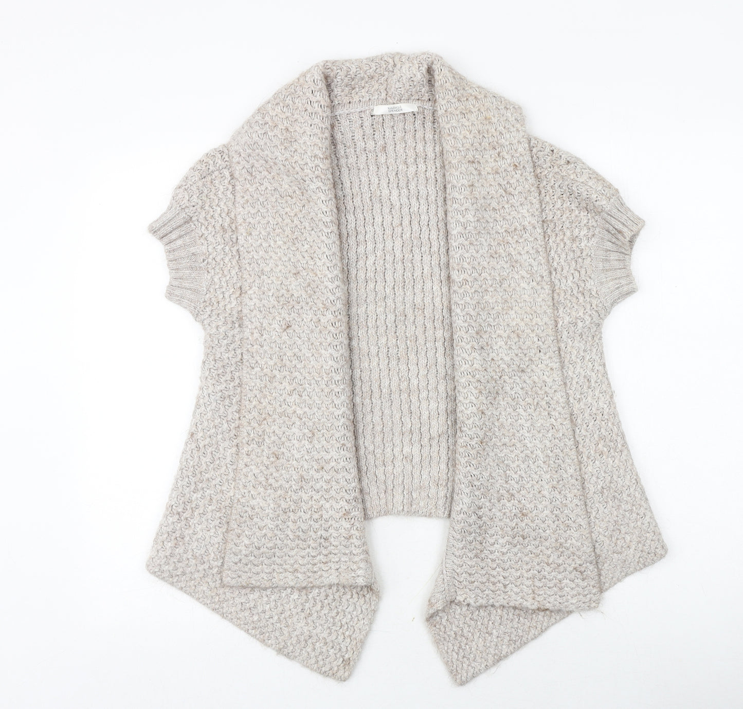 Marks and Spencer Womens Beige V-Neck Acrylic Cardigan Jumper Size 12