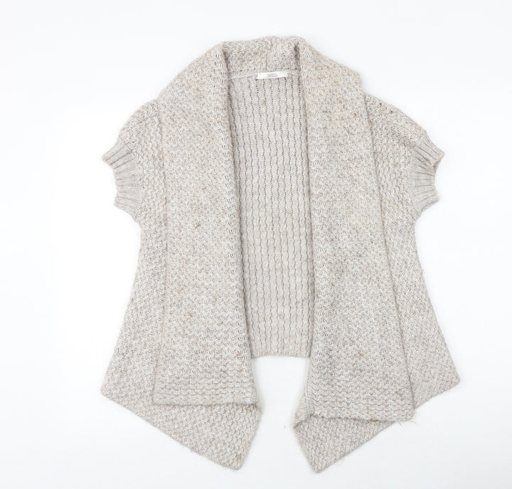 Marks and Spencer Womens Beige V-Neck Acrylic Cardigan Jumper Size 12