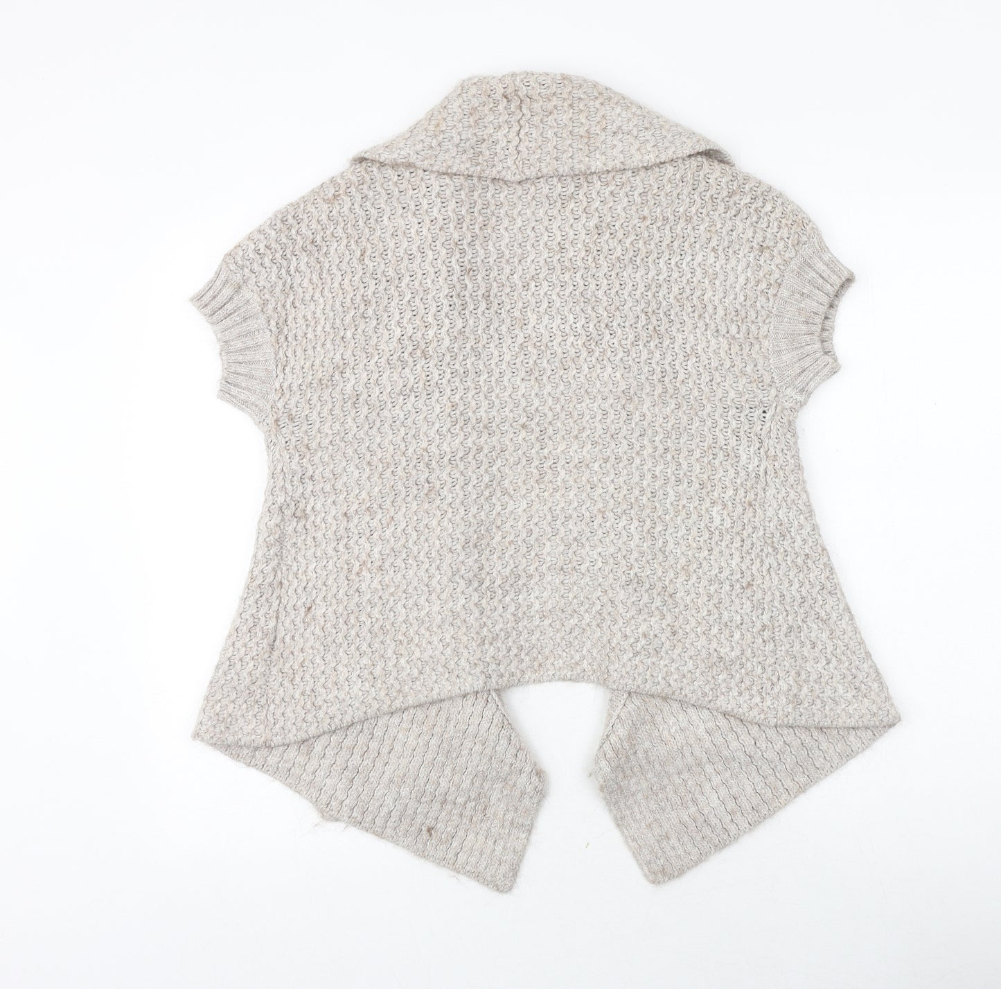 Marks and Spencer Womens Beige V-Neck Acrylic Cardigan Jumper Size 12