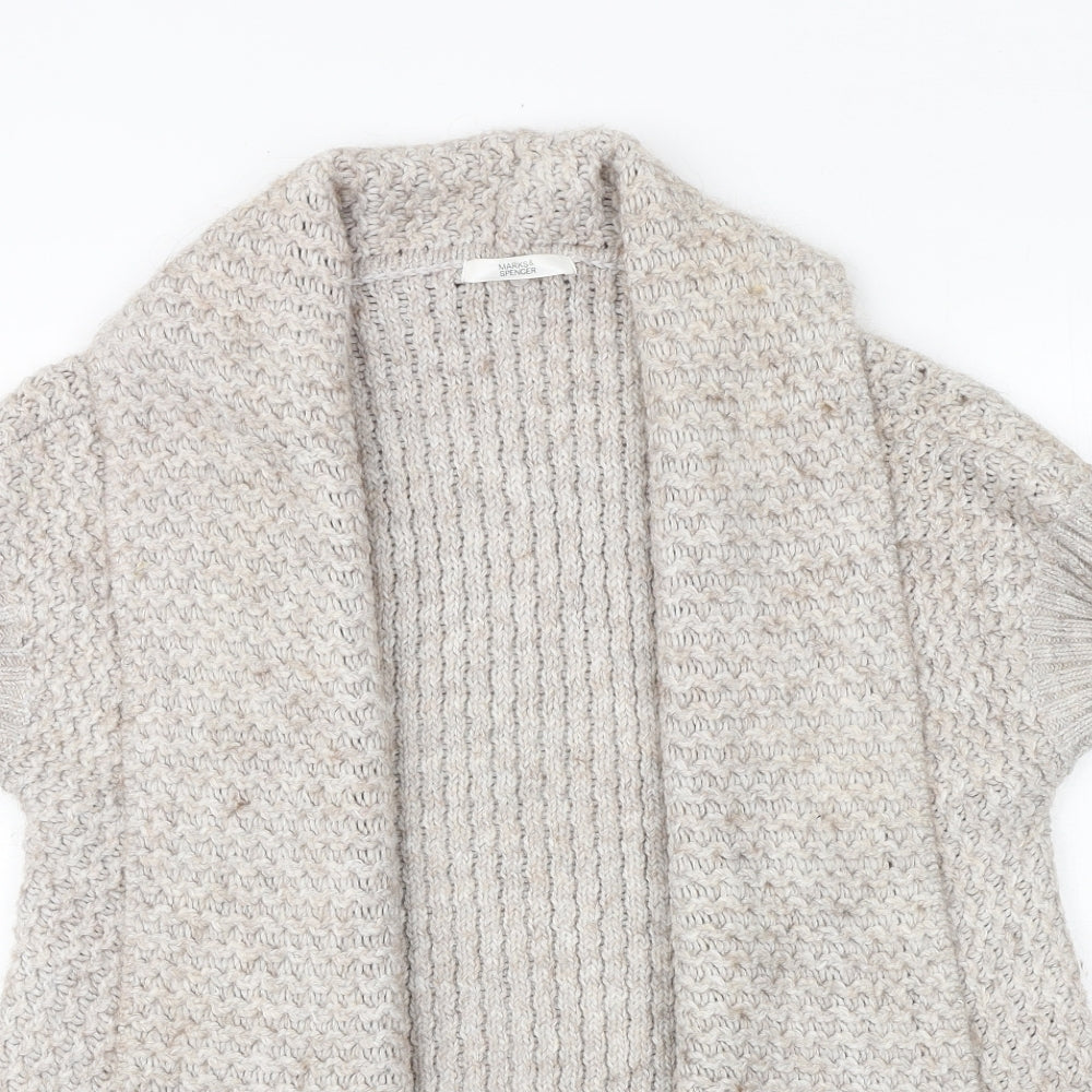 Marks and Spencer Womens Beige V-Neck Acrylic Cardigan Jumper Size 12