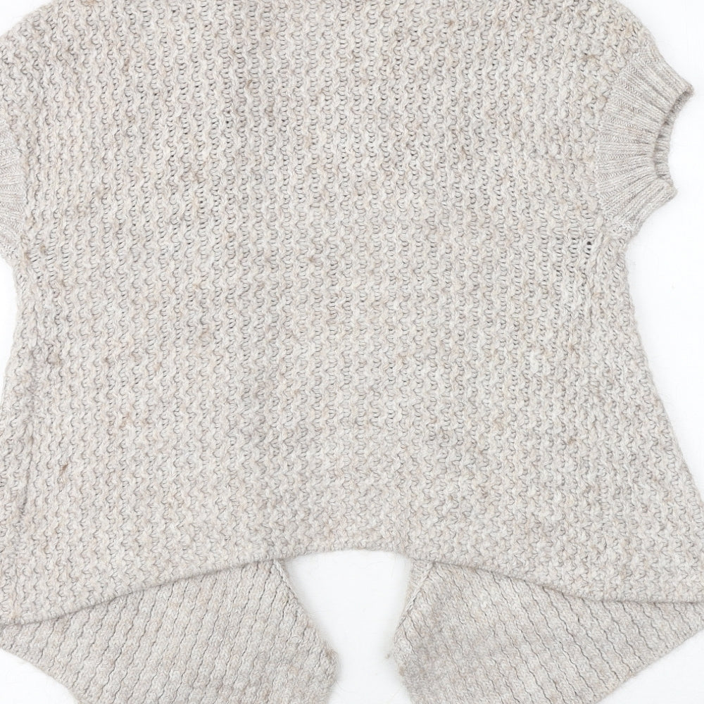 Marks and Spencer Womens Beige V-Neck Acrylic Cardigan Jumper Size 12