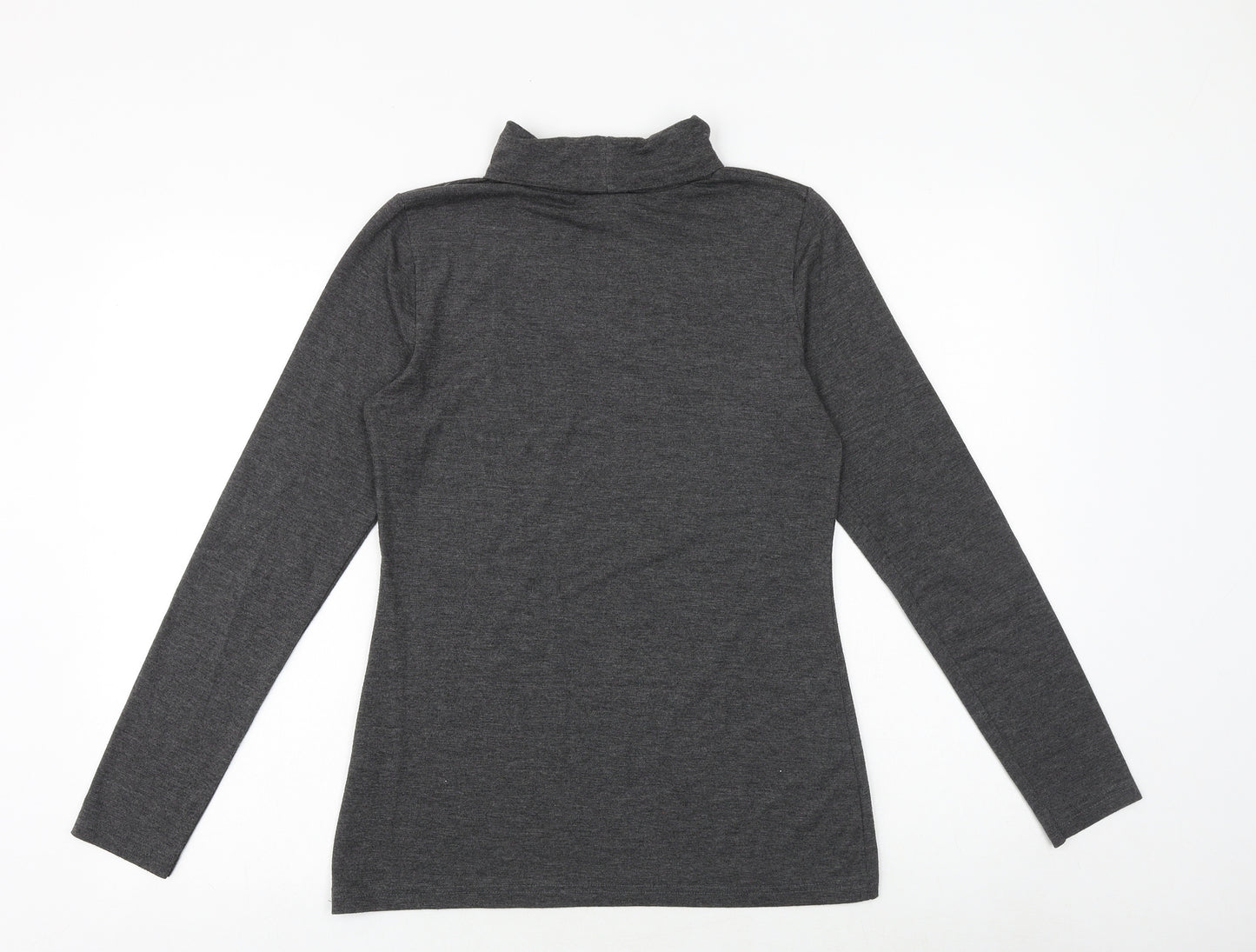 Warehouse Womens Grey Polyester Basic T-Shirt Size 12 Roll Neck